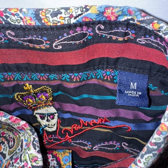 Robert Graham Glass Skull Buttons Grunge Paisley Embroidered Shirt - M Colorful - Picture 5 of 9